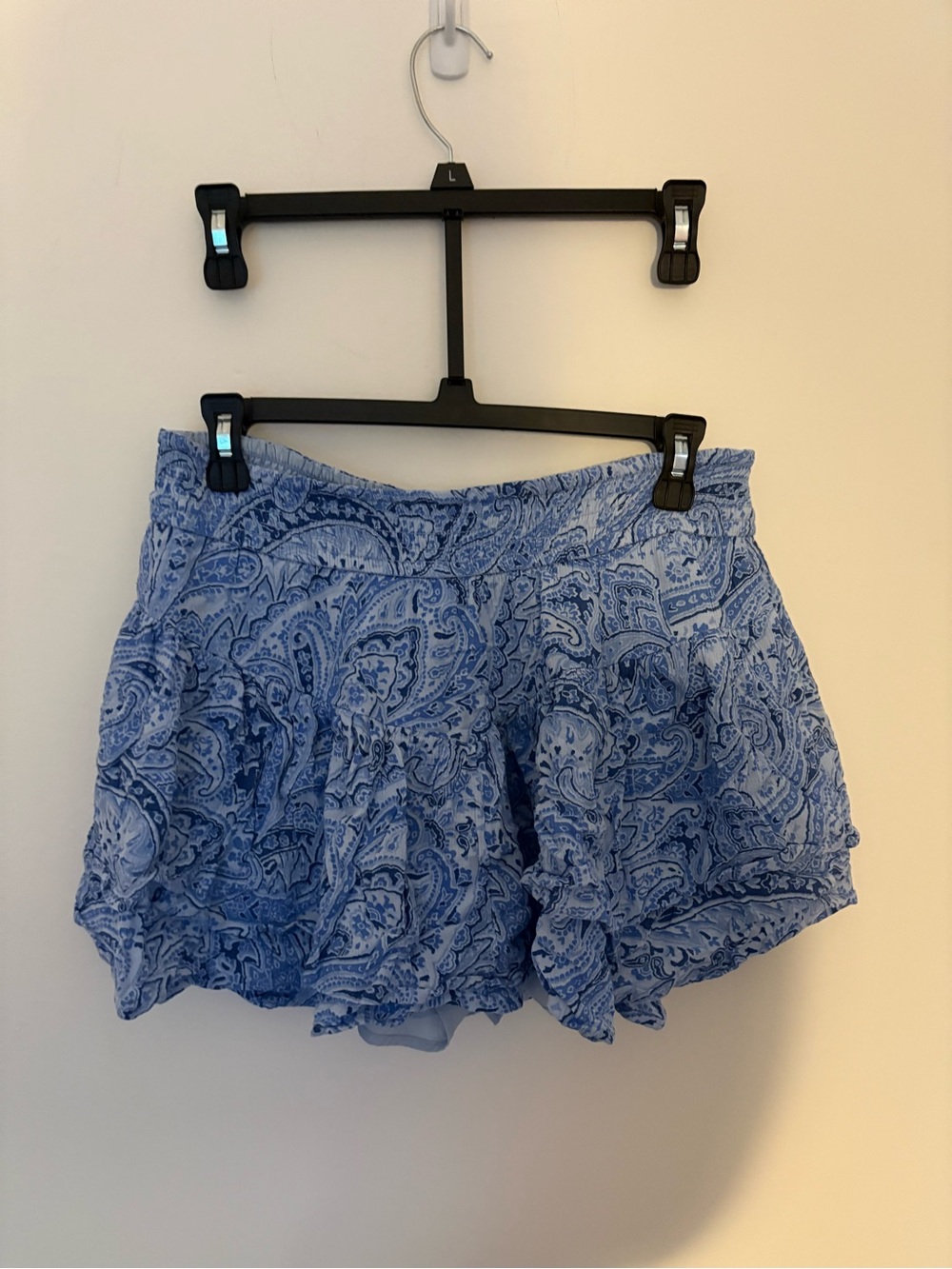 Light Blue Paisley Ruffle Women’s Skort With Pockets